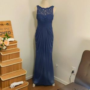 David’s Bridal Steel Blue Bridesmaid Dress